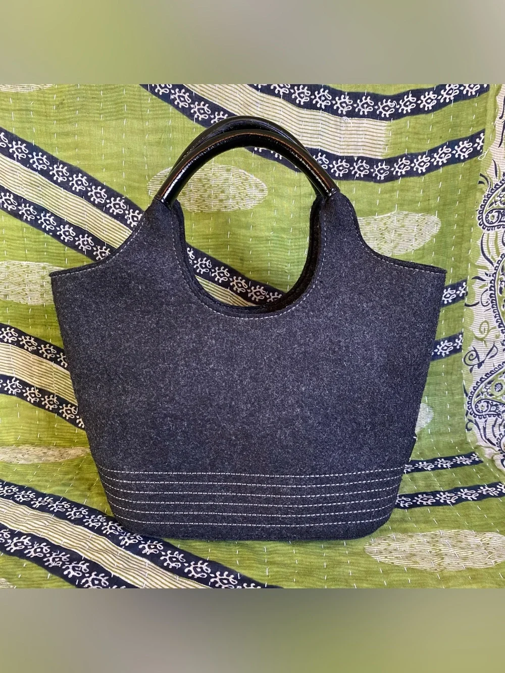 RARE Kate Spade Charcoal Grey Wool Pilgrim Hill Tate Tote Bag Quiet Luxury